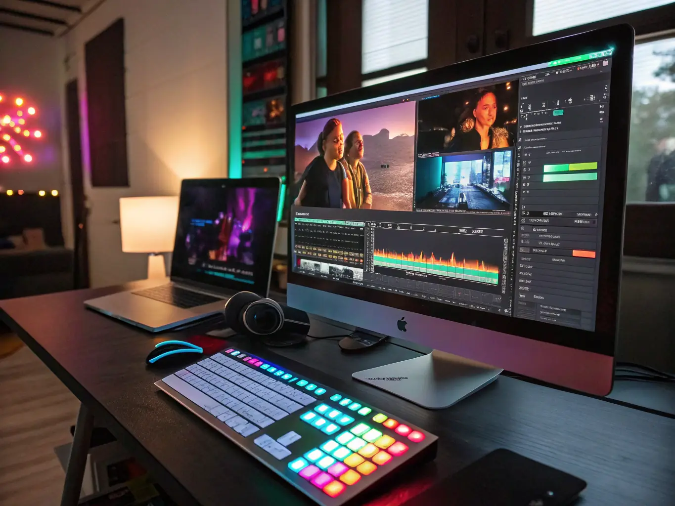 A dynamic image depicting AI-generated video and animation, highlighting the ease of creating engaging content. The image should emphasize the speed and efficiency of AI in video production.