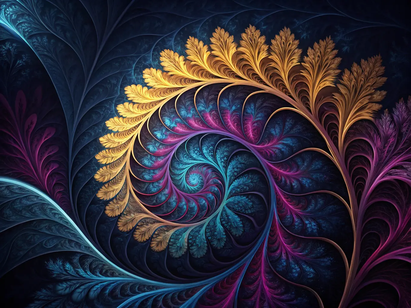 A vibrant image showcasing AI-generated art, with a focus on digital painting and abstract designs, representing the AI Art & Illustration service package.